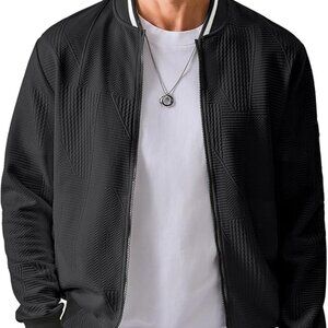 Mens Casual Jacquard Bomber Jacket